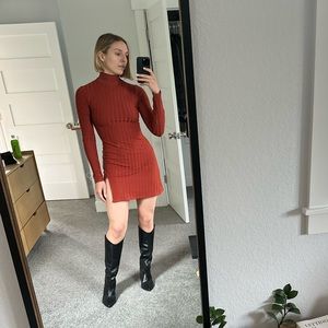 Reformation mini dress with slit on thigh